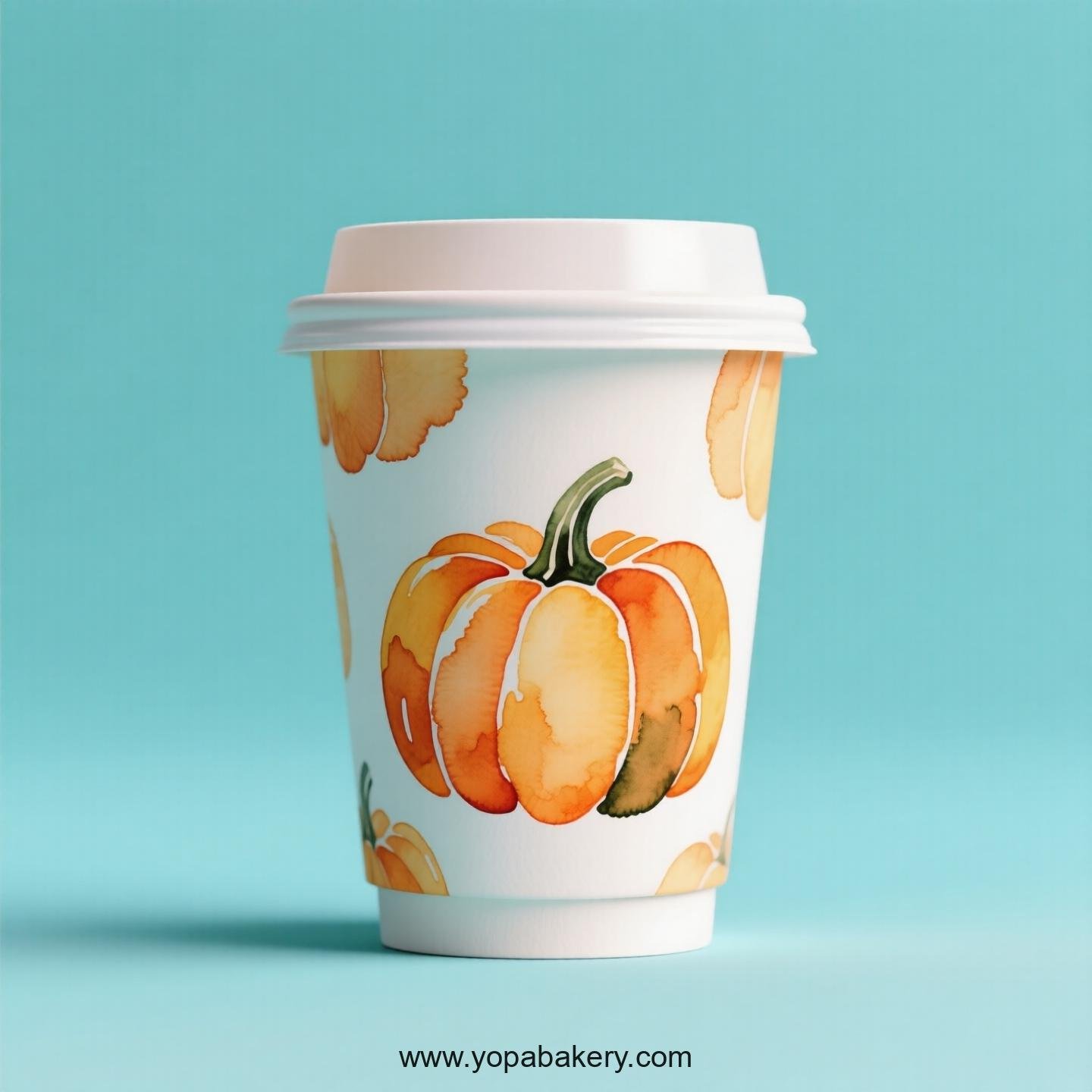 Pumpkin Design Paper Coffee Cups Factory: 4-24 oz Custom Logo