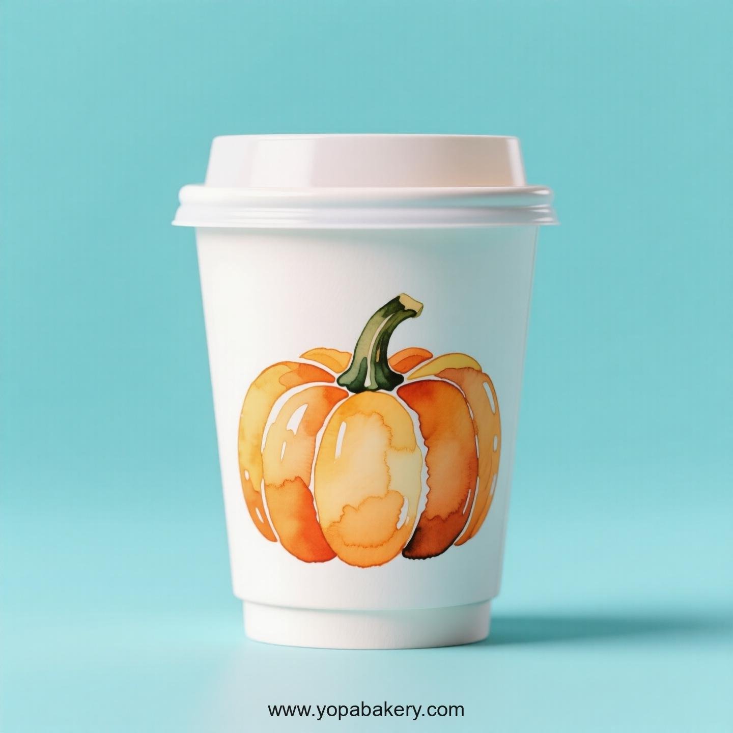 Pumpkin Design Paper Coffee Cups Factory: 4-24 oz Custom Logo