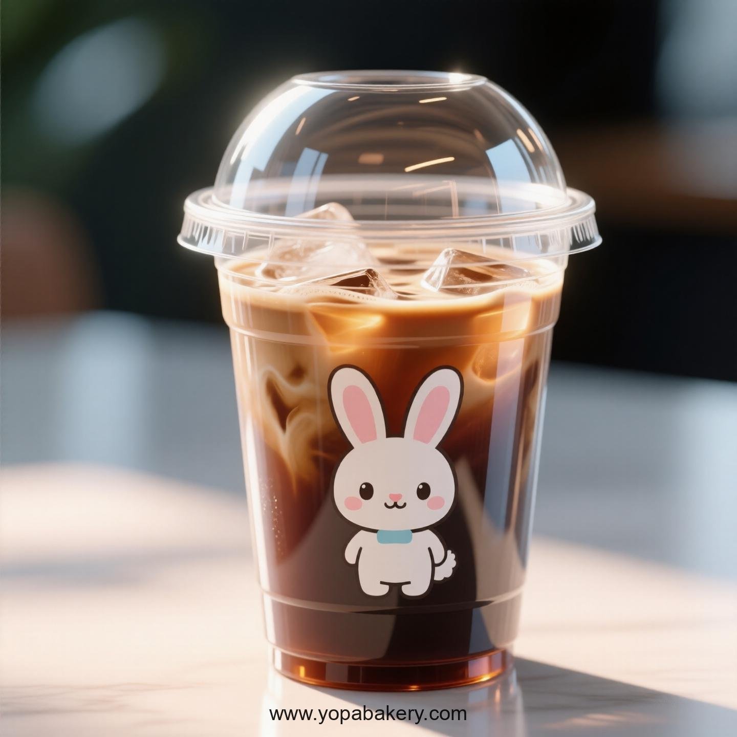 Rabbit Themed Clear Plastic Cups - Disposable PP & PET Coffee Cups with Lids