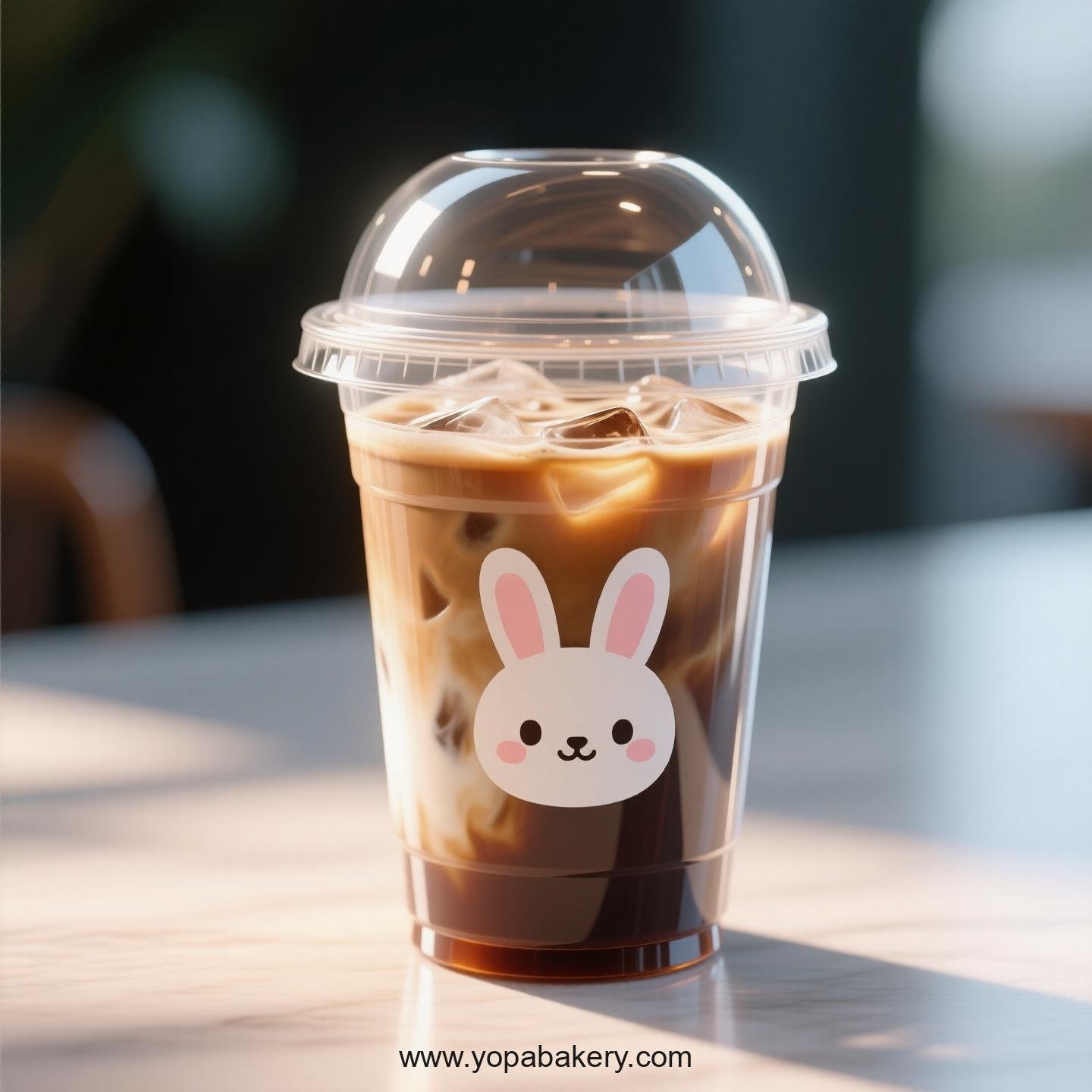 Rabbit Themed Clear Plastic Cups - Disposable PP & PET Coffee Cups with Lids