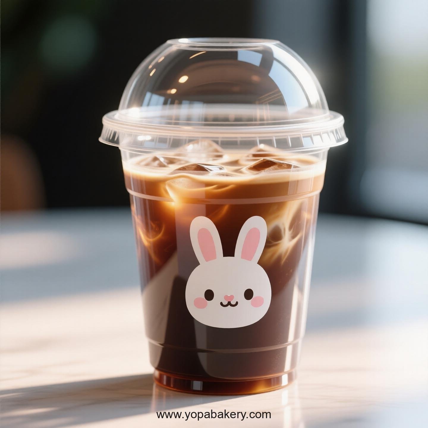 Rabbit Themed Clear Plastic Cups - Disposable PP & PET Coffee Cups with Lids