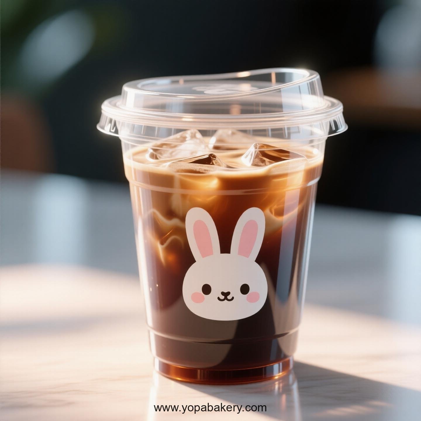 Rabbit Themed Clear Plastic Cups - Disposable PP & PET Coffee Cups with Lids