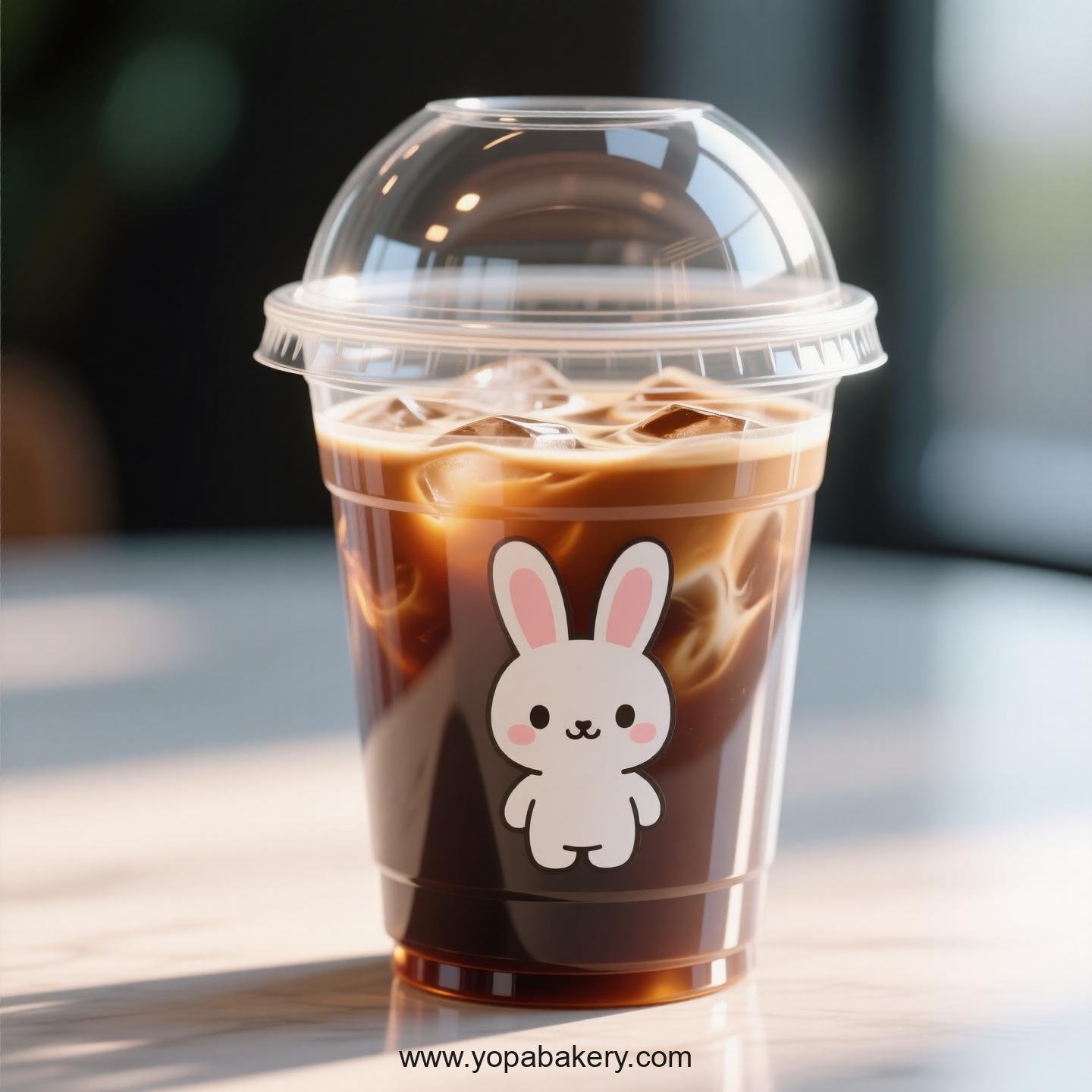 Rabbit Themed Clear Plastic Cups - Disposable PP & PET Coffee Cups with Lids Rabbit Themed Clear Plastic Cups - Disposable PP & PET Coffee Cups with Lids