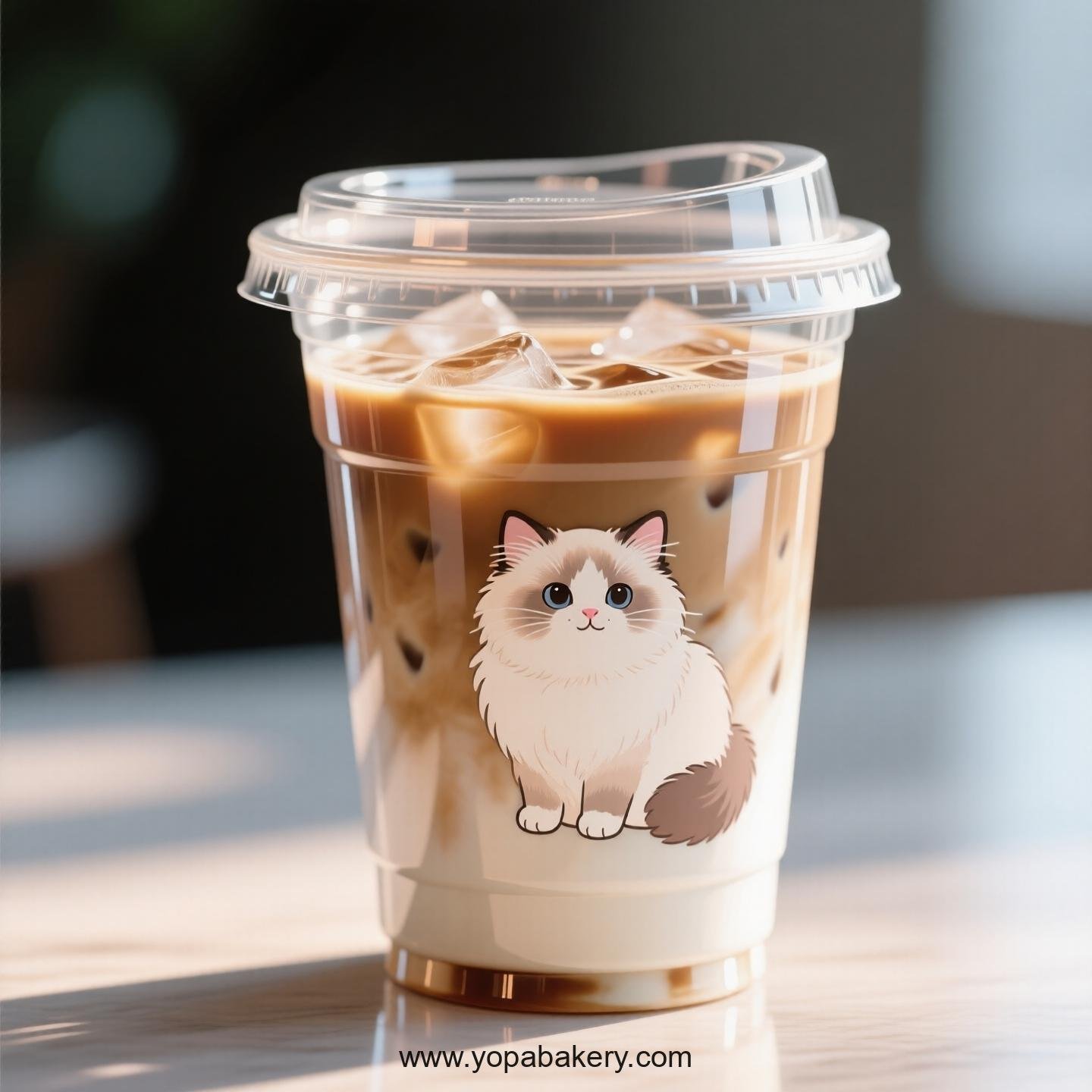 Ragdoll cat Themed Clear Plastic Cups - Disposable PP & PET Coffee Cups with Lids