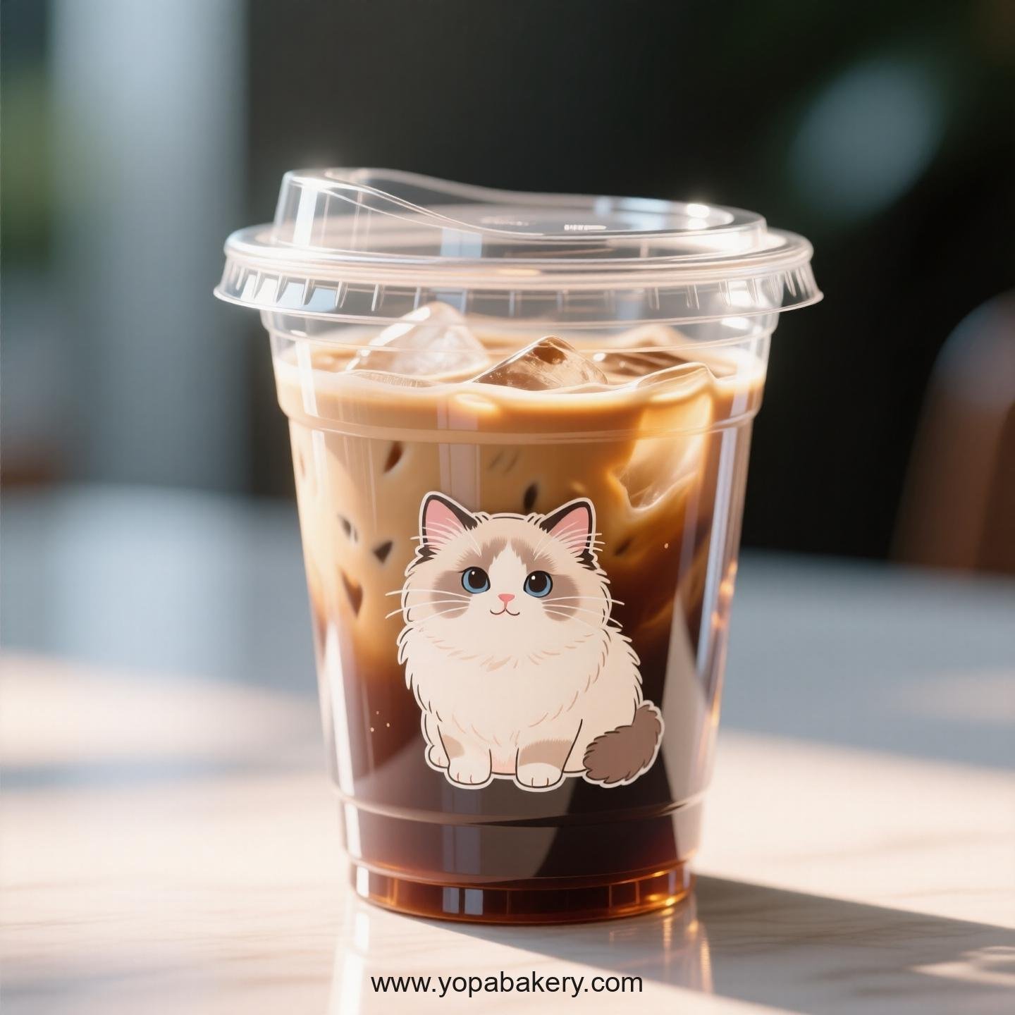 Ragdoll cat Themed Clear Plastic Cups - Disposable PP & PET Coffee Cups with Lids