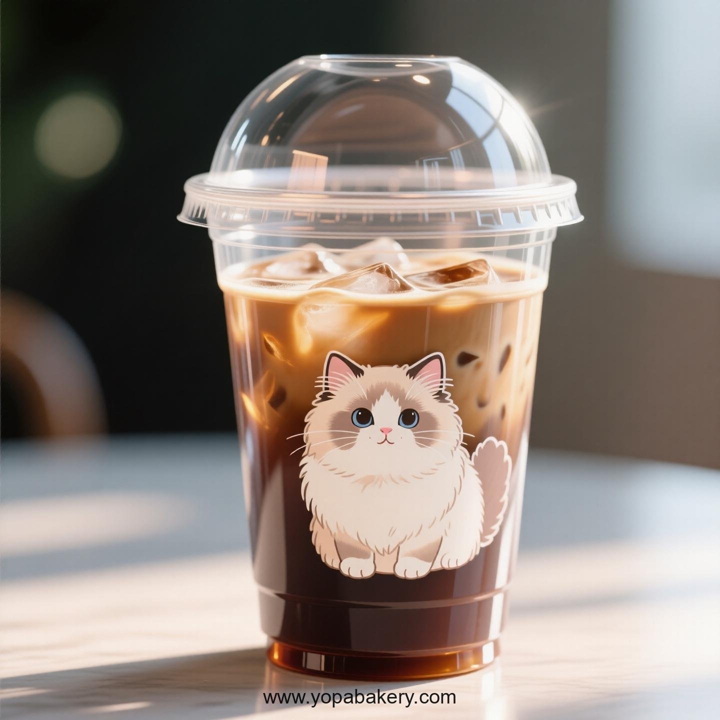 Ragdoll cat Themed Clear Plastic Cups - Disposable PP & PET Coffee Cups with Lids