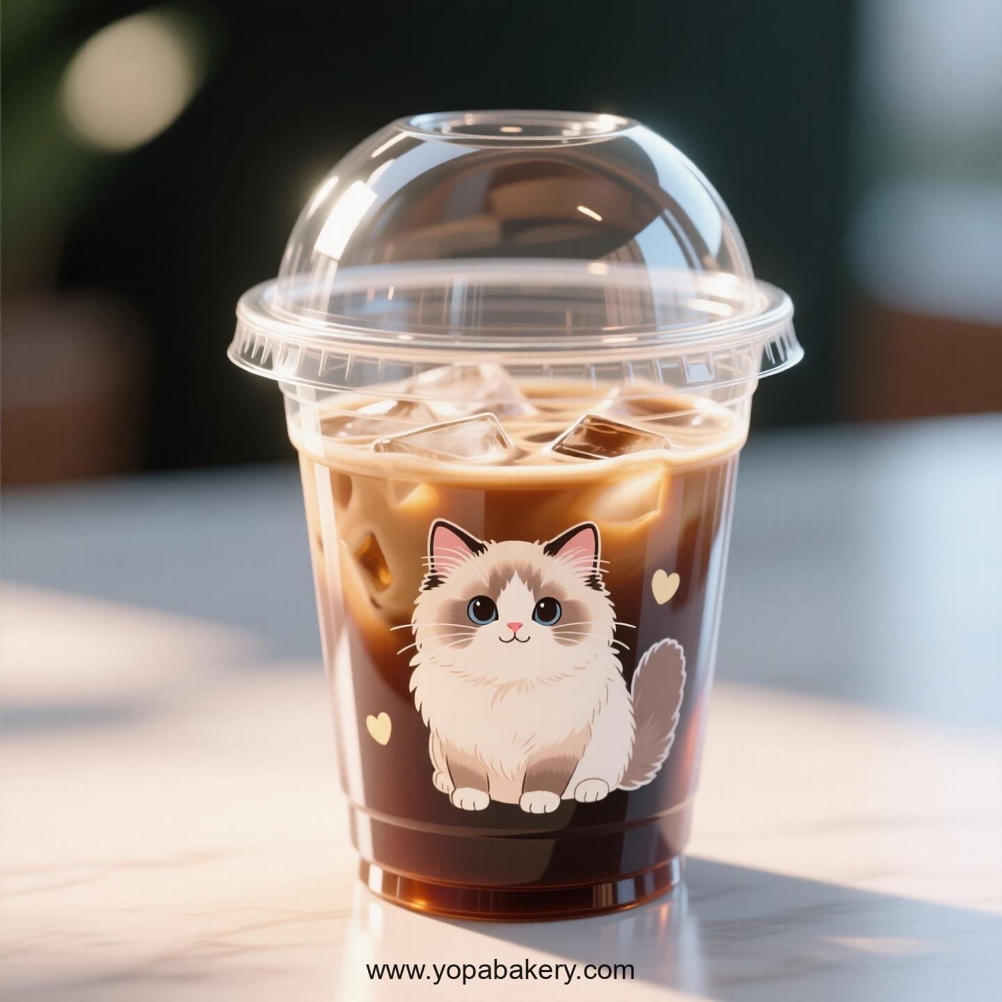 Ragdoll cat Themed Clear Plastic Cups - Disposable PP & PET Coffee Cups with Lids