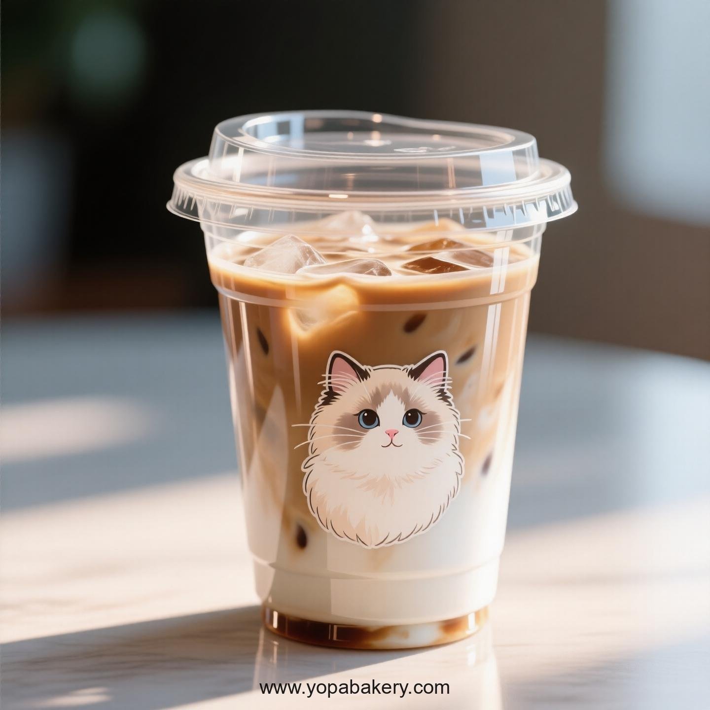 Ragdoll cat Themed Clear Plastic Cups - Disposable PP & PET Coffee Cups with Lids