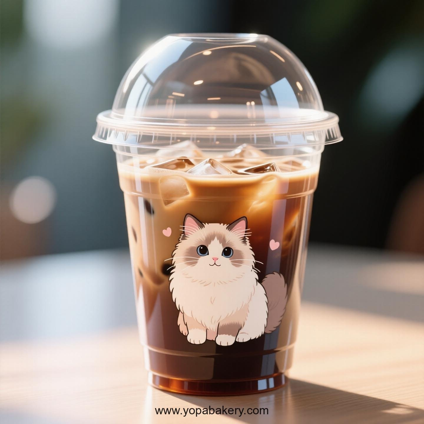 Ragdoll cat Themed Clear Plastic Cups - Disposable PP & PET Coffee Cups with Lids