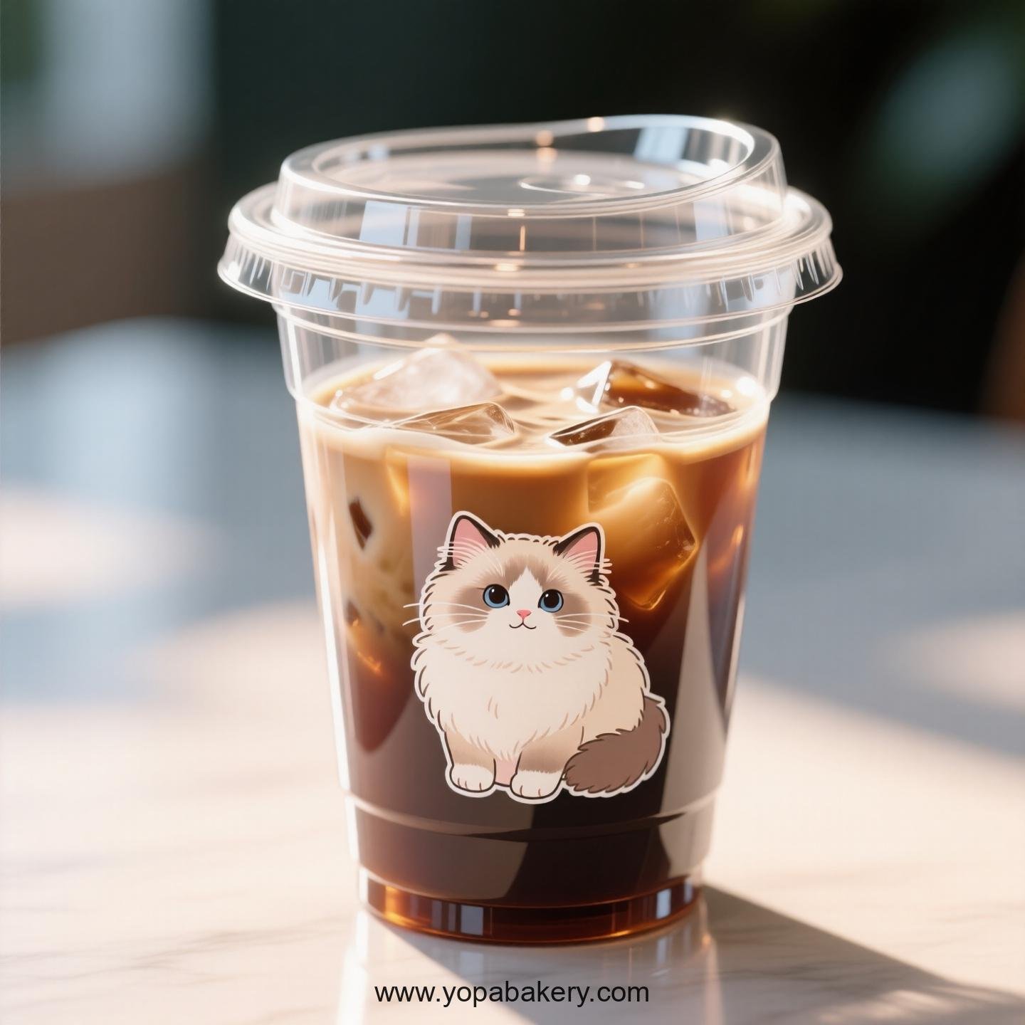Ragdoll cat Themed Clear Plastic Cups - Disposable PP & PET Coffee Cups with Lids