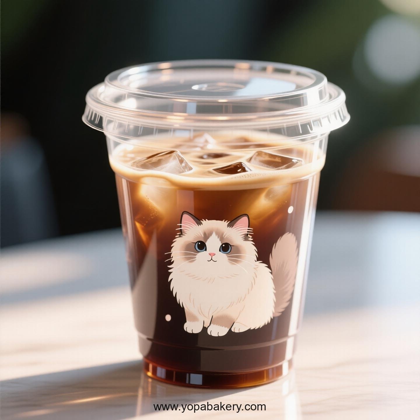 Ragdoll cat Themed Clear Plastic Cups - Disposable PP & PET Coffee Cups with Lids