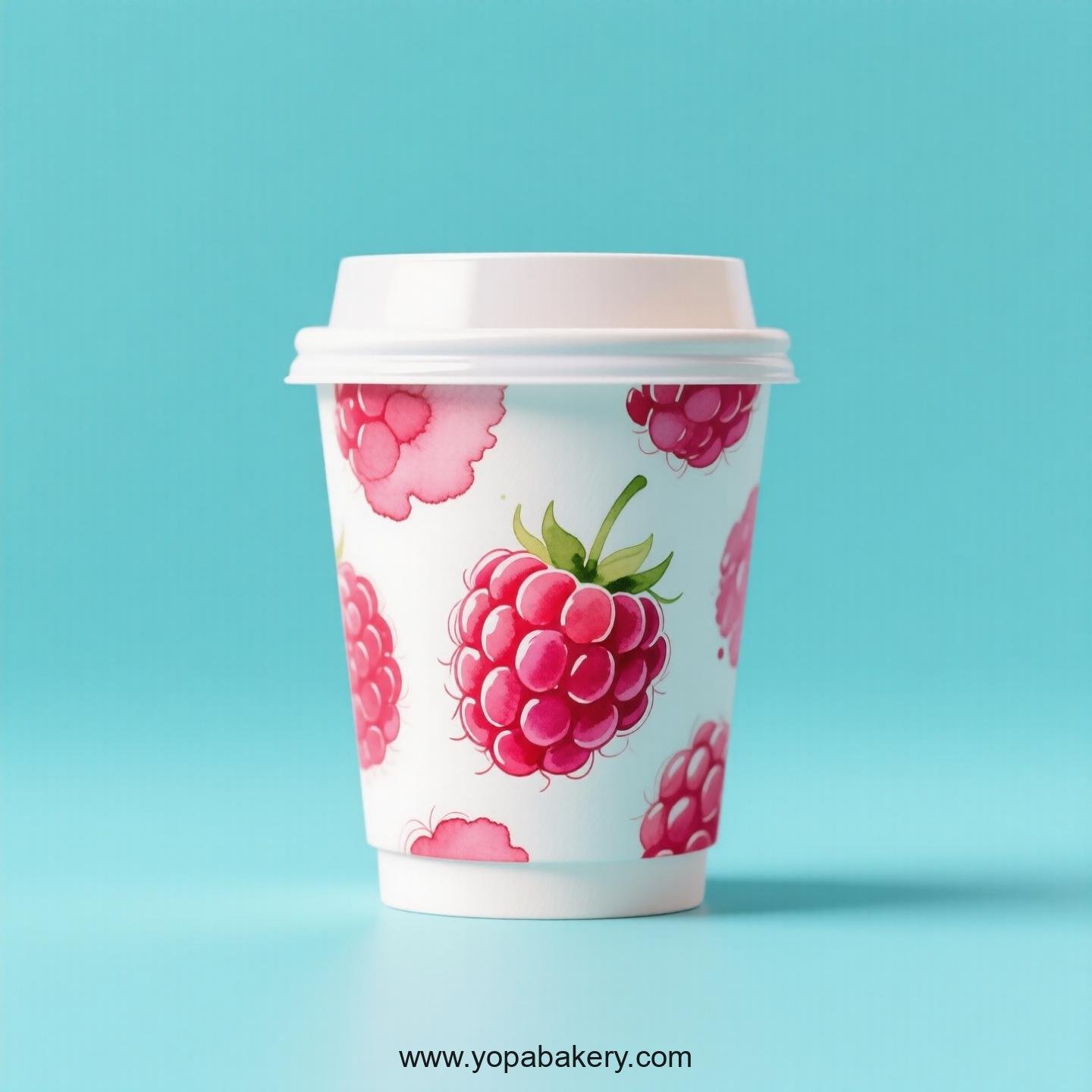 Raspberry Design Paper Coffee Cups Factory: 4-24 oz Custom Logo