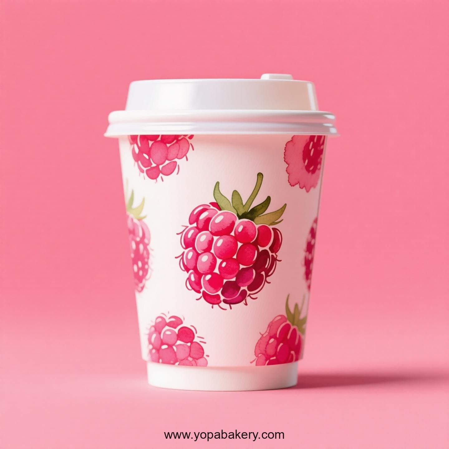 Raspberry Design Paper Coffee Cups Factory: 4-24 oz Custom Logo