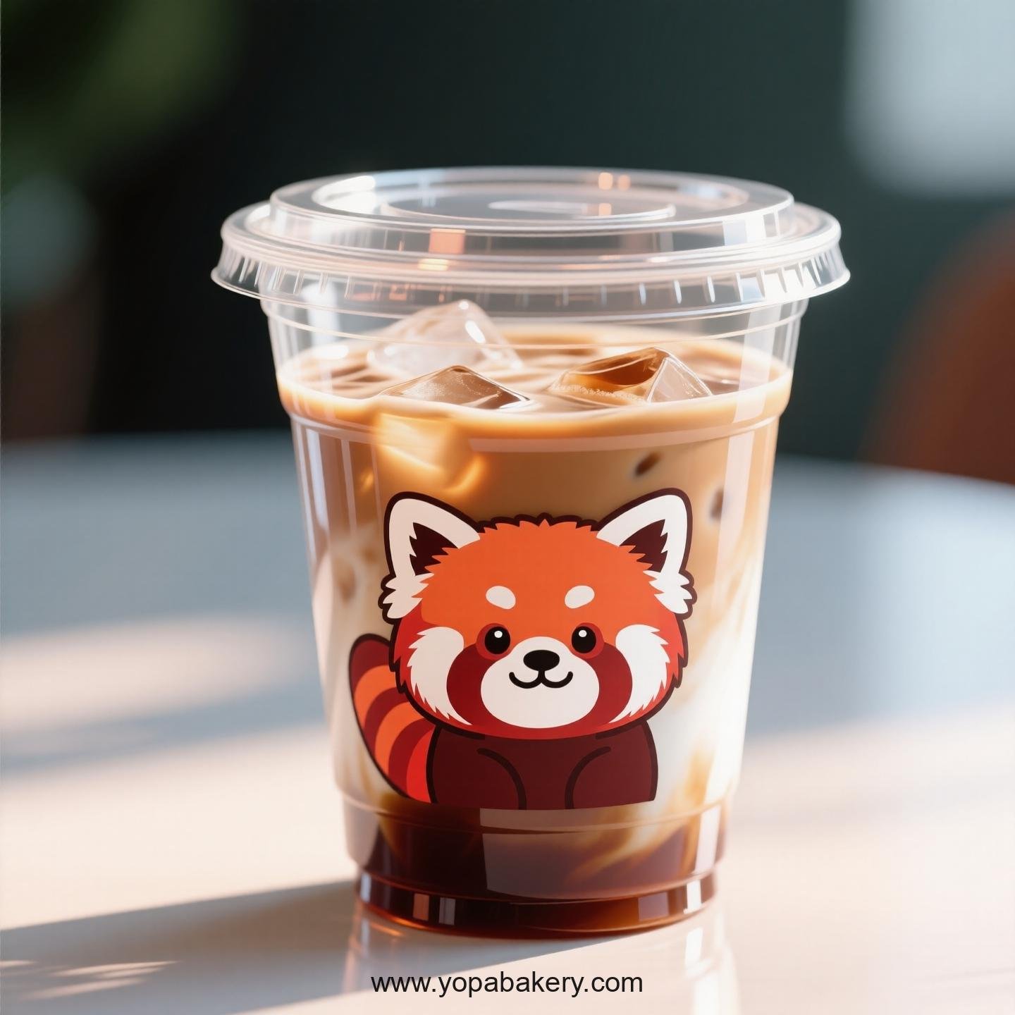 Red Panda Themed Clear Plastic Cups - Disposable PP & PET Coffee Cups with Lids