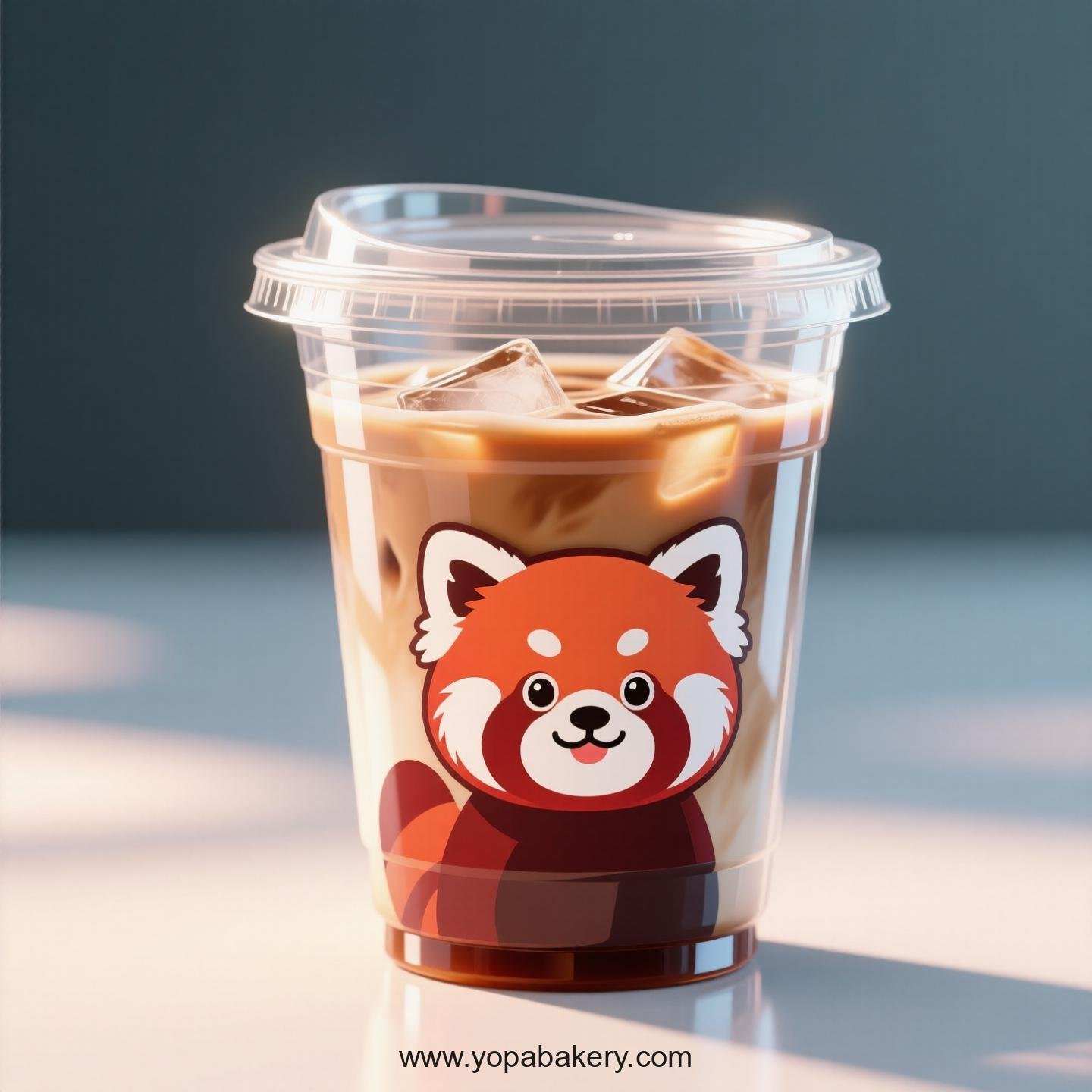 Red Panda Themed Clear Plastic Cups - Disposable PP & PET Coffee Cups with Lids