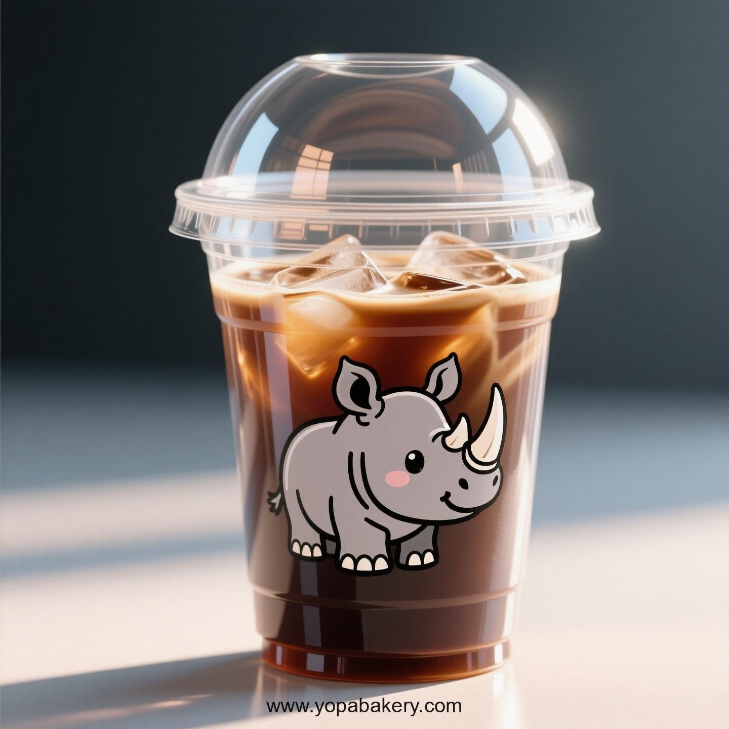 Rhinoceros Themed Clear Plastic Cups - Disposable PP & PET Coffee Cups with Lids