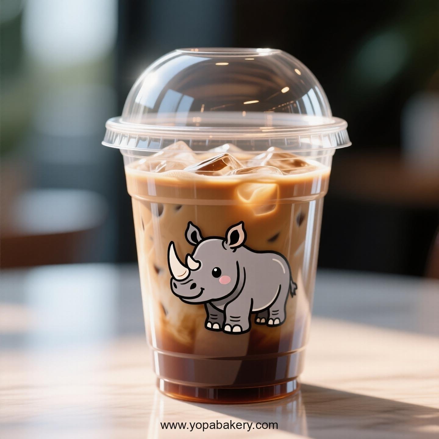 Rhinoceros Themed Clear Plastic Cups - Disposable PP & PET Coffee Cups with Lids Rhinoceros Themed Clear Plastic Cups - Disposable PP & PET Coffee Cups with Lids