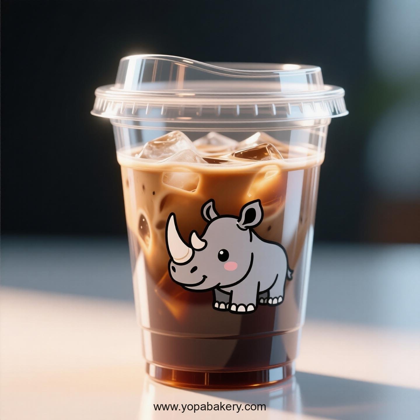 Rhinoceros Themed Clear Plastic Cups - Disposable PP & PET Coffee Cups with Lids