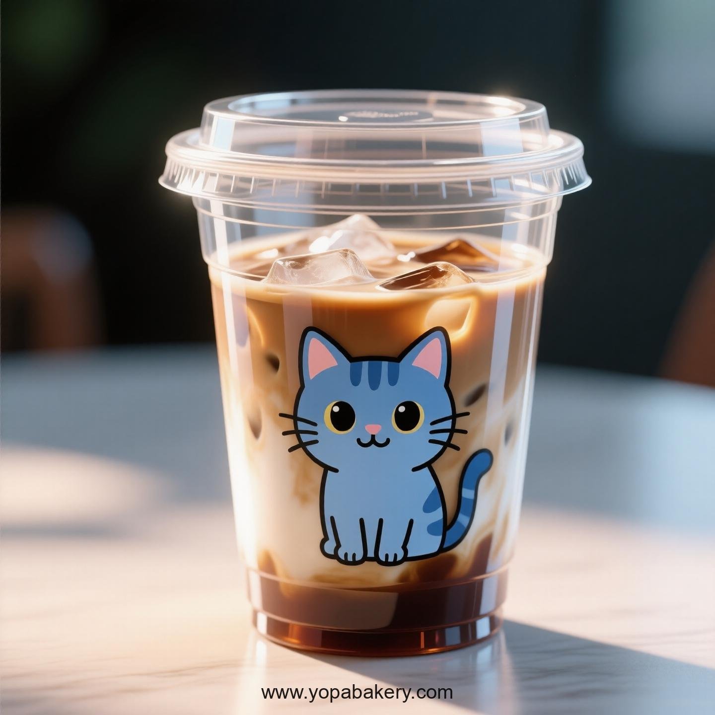 Russian Blue cat Themed Clear Plastic Cups - Disposable PP & PET Coffee Cups with Lids