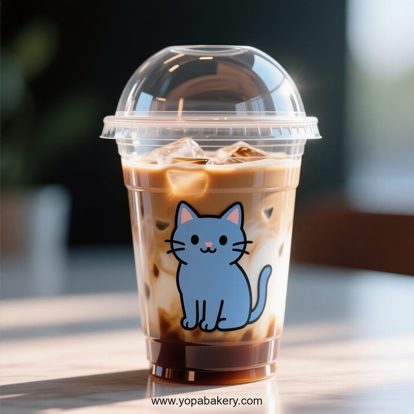 Russian Blue cat Themed Clear Plastic Cups - Disposable PP & PET Coffee Cups with Lids