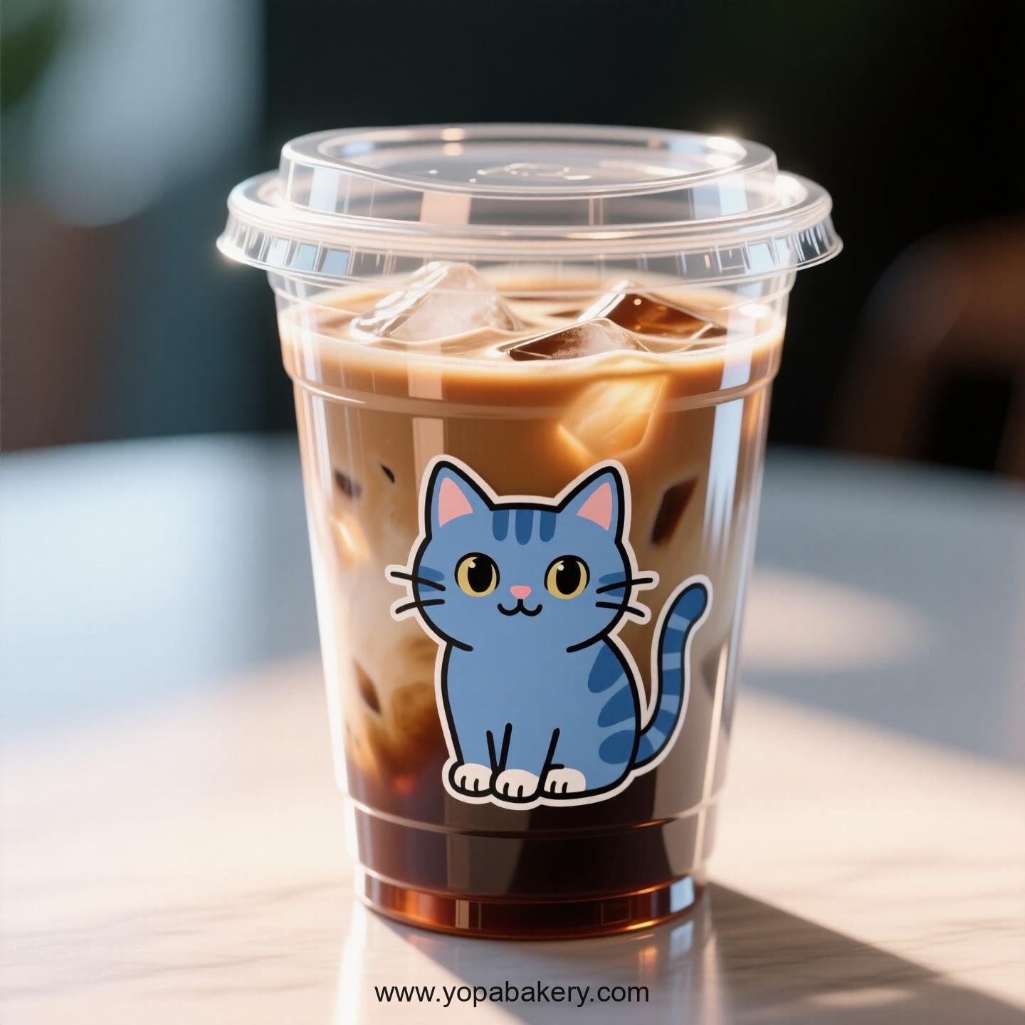 Russian Blue cat Themed Clear Plastic Cups - Disposable PP & PET Coffee Cups with Lids