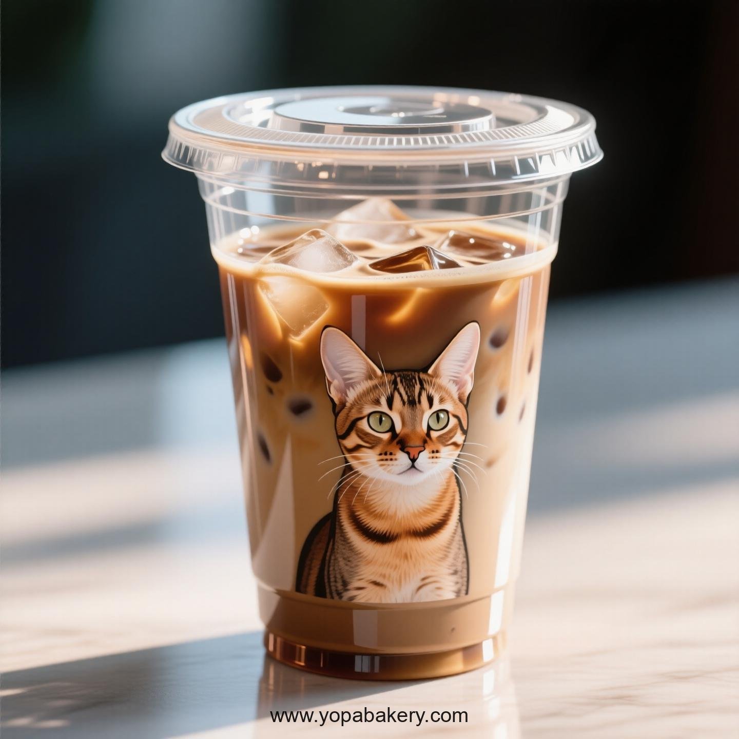 Savannah cat Themed Clear Plastic Cups - Disposable PP & PET Coffee Cups with Lids
