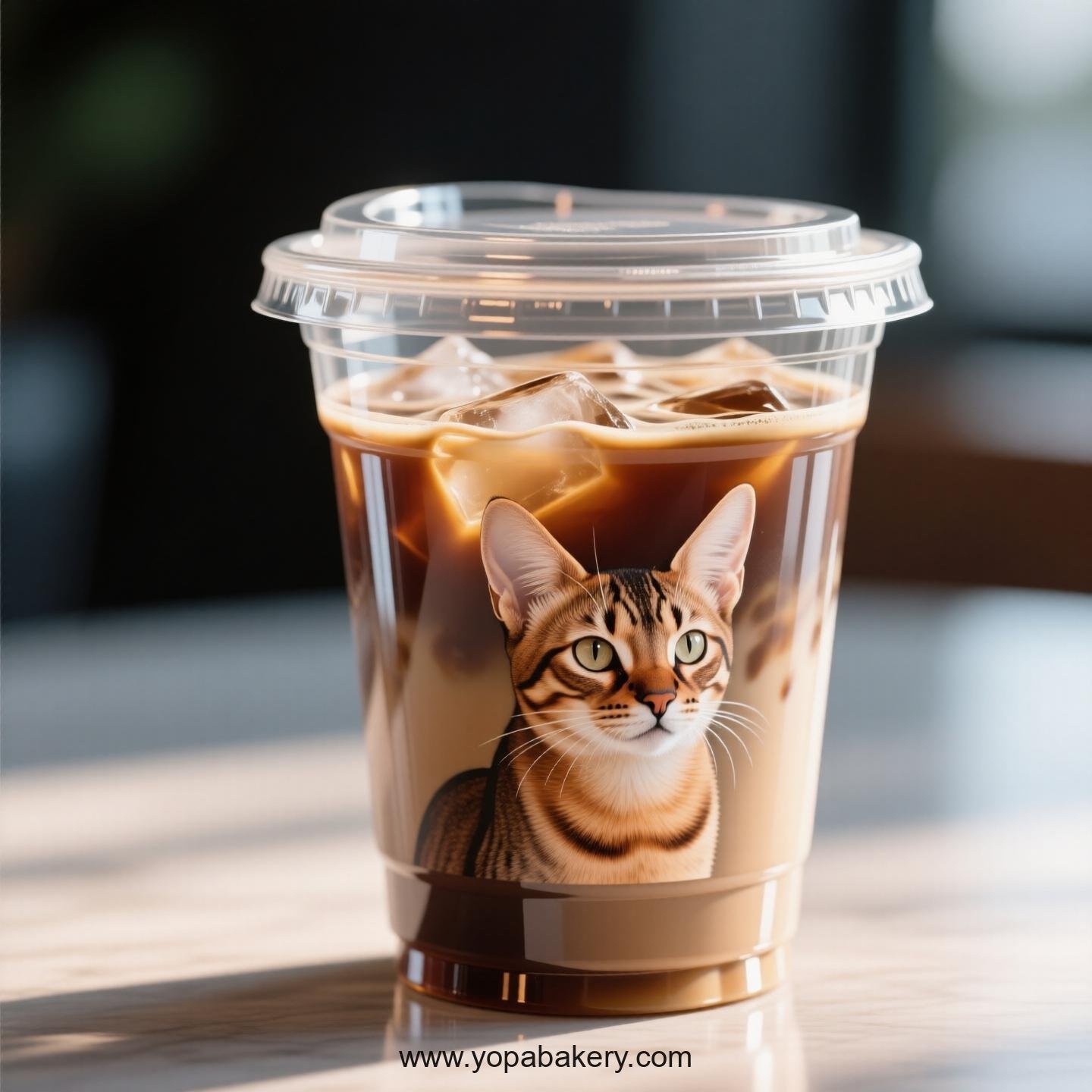 Savannah cat Themed Clear Plastic Cups - Disposable PP & PET Coffee Cups with Lids