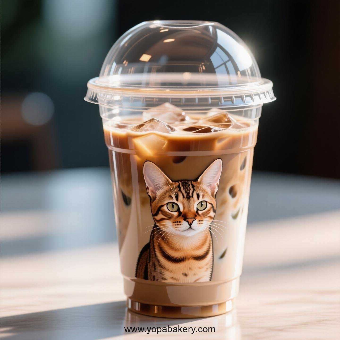 Savannah cat Themed Clear Plastic Cups - Disposable PP & PET Coffee Cups with Lids