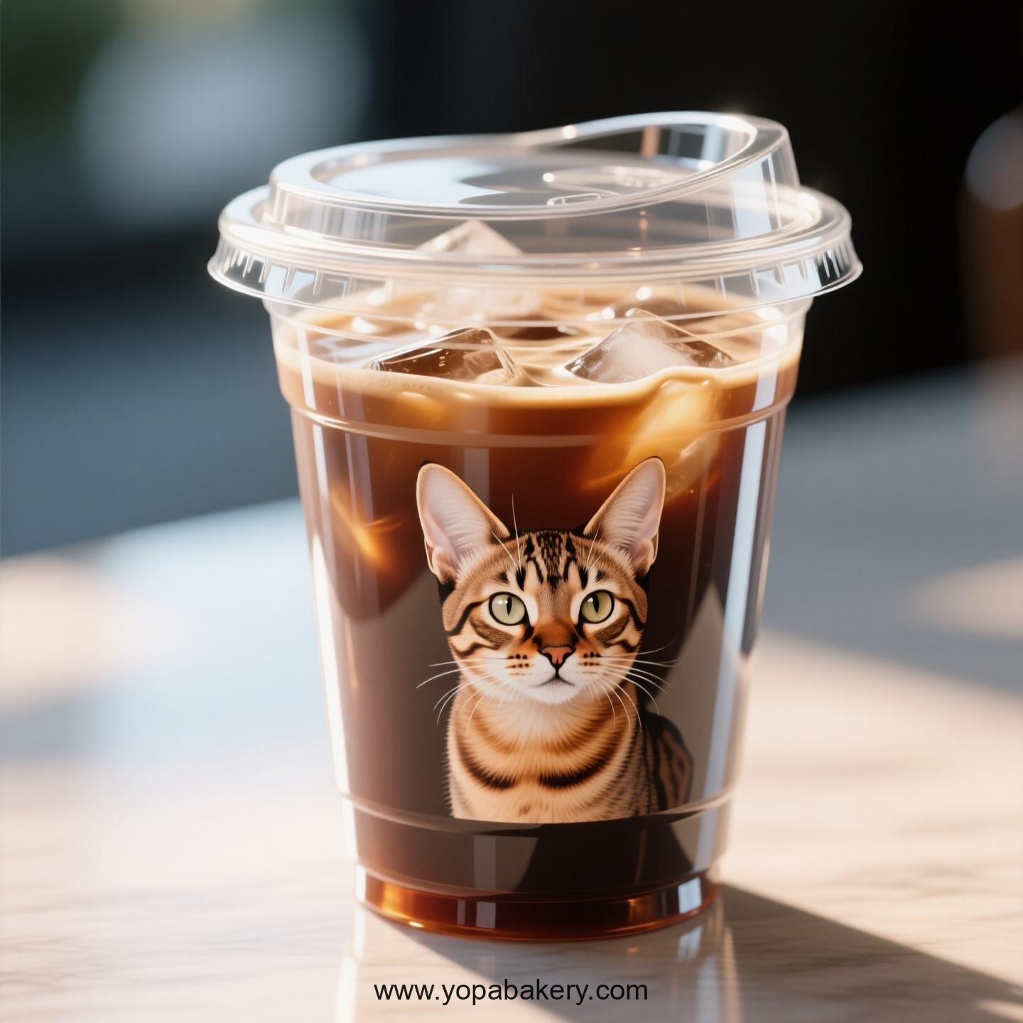 Savannah cat Themed Clear Plastic Cups - Disposable PP & PET Coffee Cups with Lids