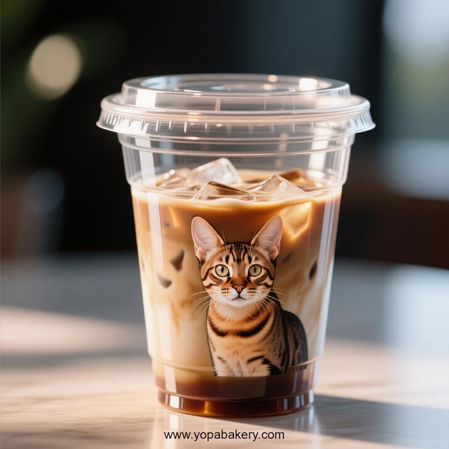 Savannah cat Themed Clear Plastic Cups - Disposable PP & PET Coffee Cups with Lids