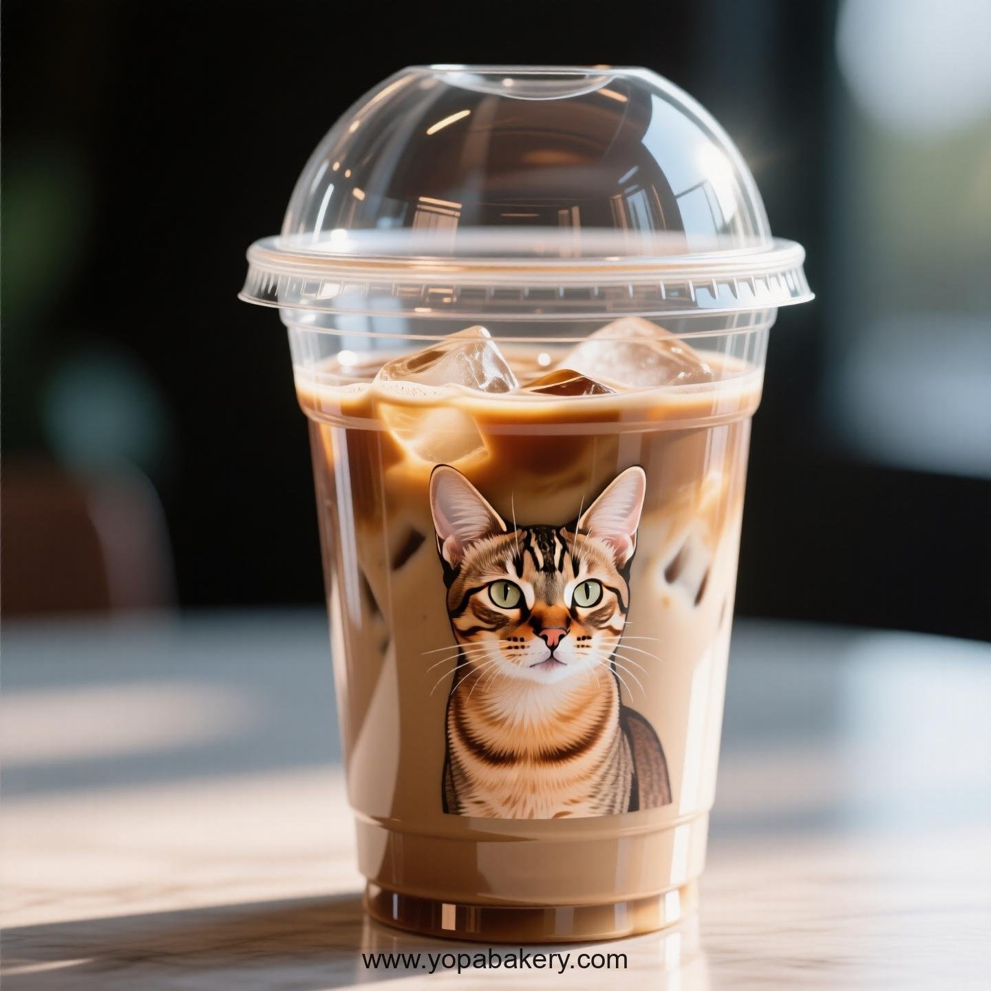 Savannah cat Themed Clear Plastic Cups - Disposable PP & PET Coffee Cups with Lids