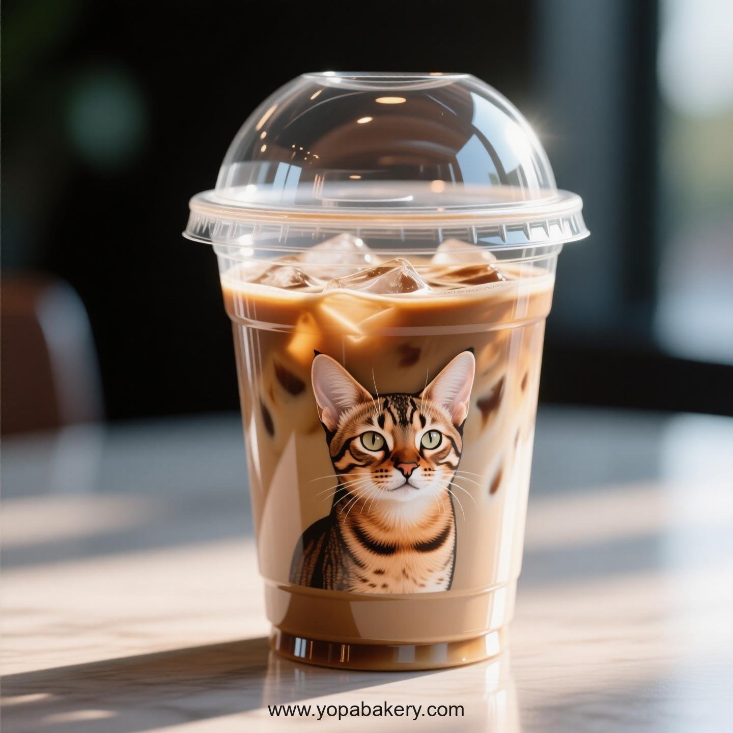 Savannah cat Themed Clear Plastic Cups - Disposable PP & PET Coffee Cups with Lids