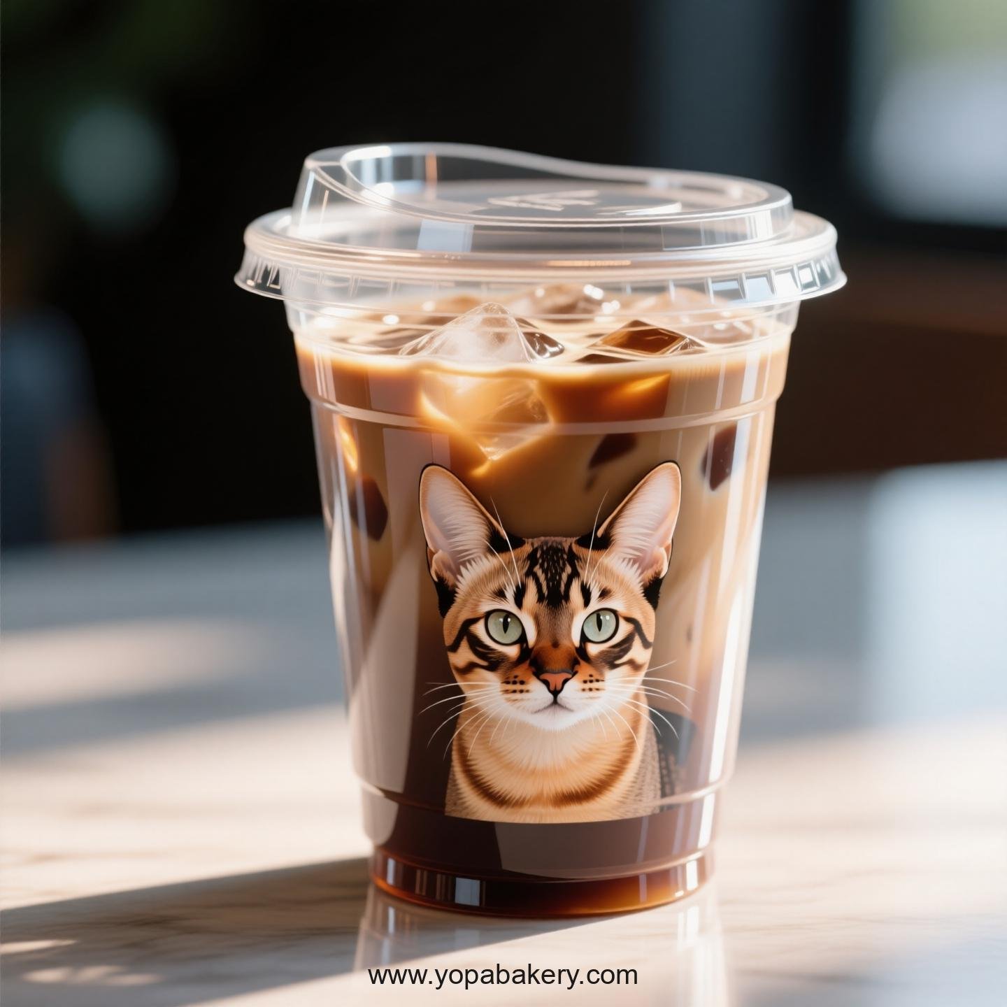 Savannah cat Themed Clear Plastic Cups - Disposable PP & PET Coffee Cups with Lids