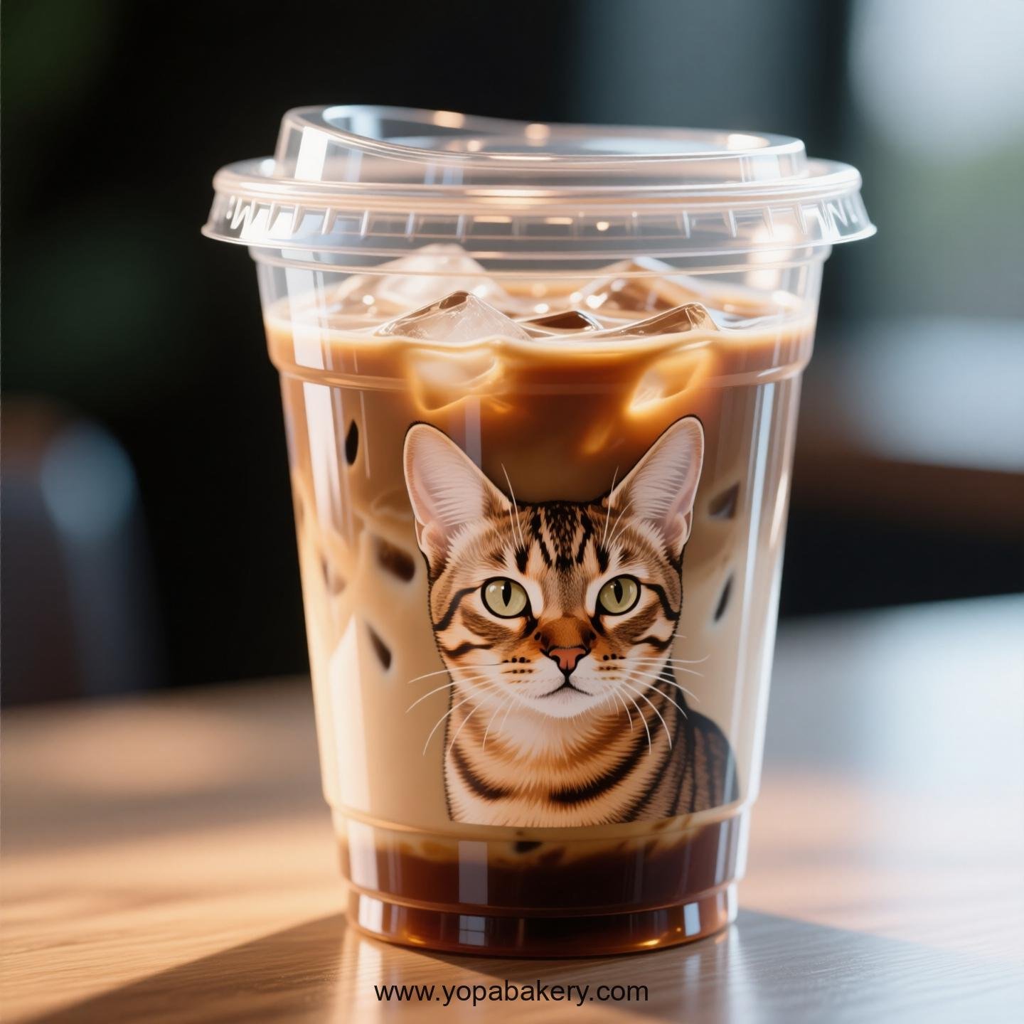Savannah cat Themed Clear Plastic Cups - Disposable PP & PET Coffee Cups with Lids