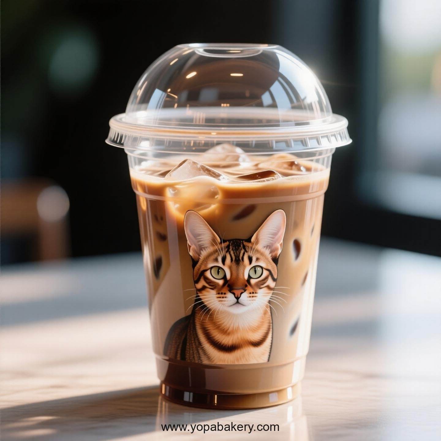 Savannah cat Themed Clear Plastic Cups - Disposable PP & PET Coffee Cups with Lids