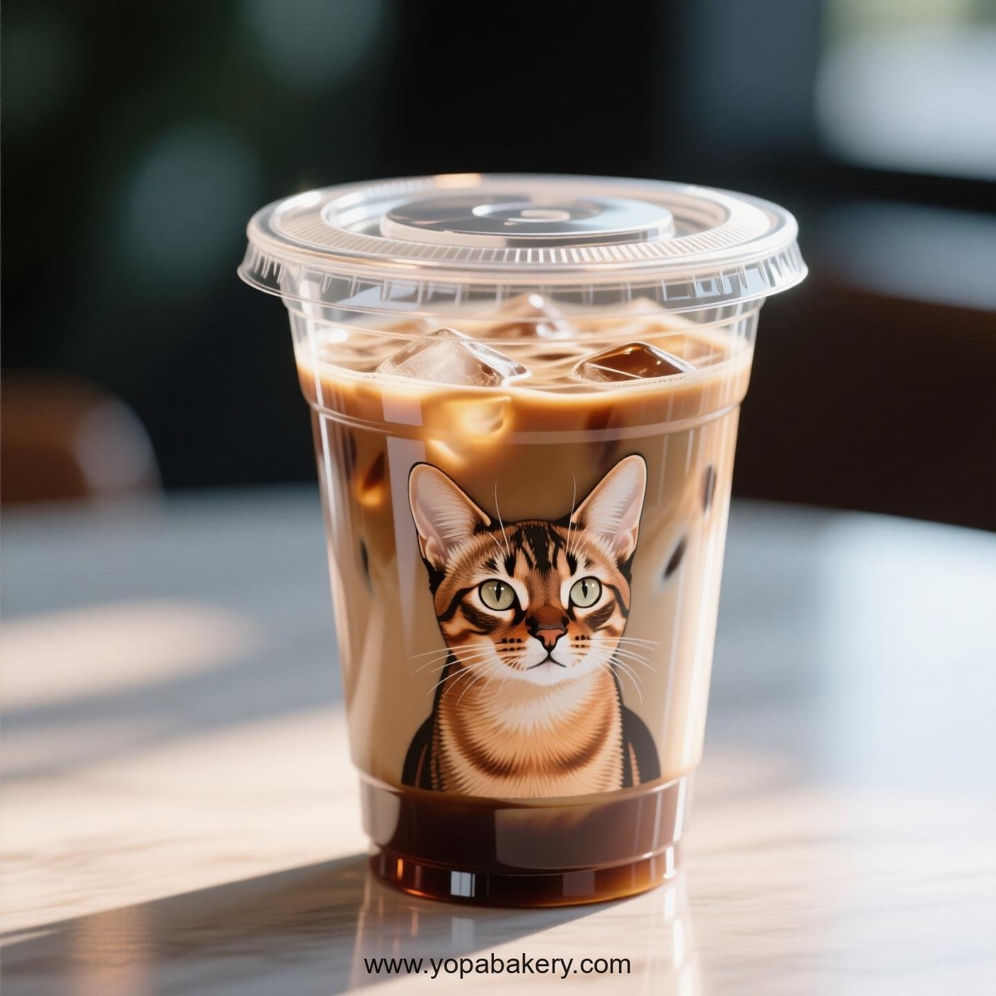 Savannah cat Themed Clear Plastic Cups - Disposable PP & PET Coffee Cups with Lids