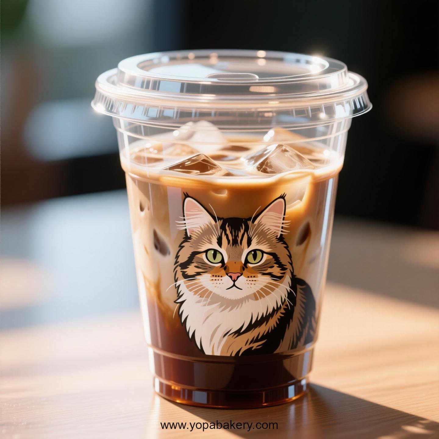 Selkirk Rex cat Themed Clear Plastic Cups - Disposable PP & PET Coffee Cups with Lids