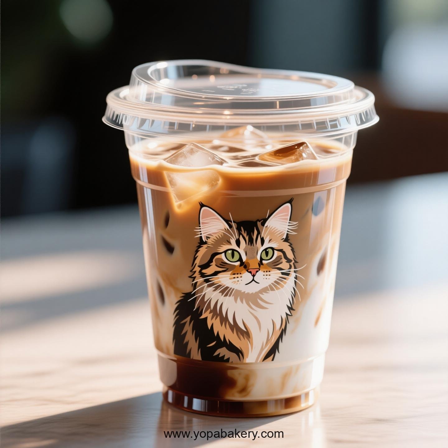 Selkirk Rex cat Themed Clear Plastic Cups - Disposable PP & PET Coffee Cups with Lids