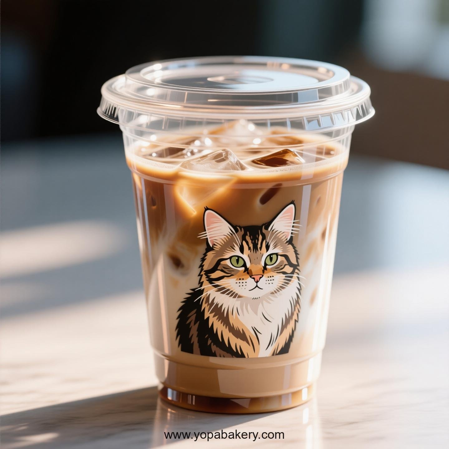 Selkirk Rex cat Themed Clear Plastic Cups - Disposable PP & PET Coffee Cups with Lids