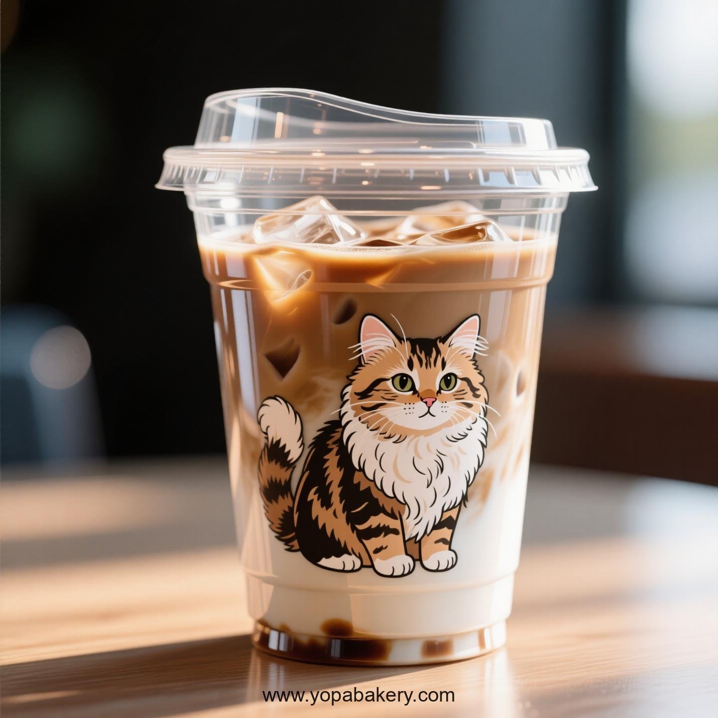 Selkirk Rex cat Themed Clear Plastic Cups - Disposable PP & PET Coffee Cups with Lids