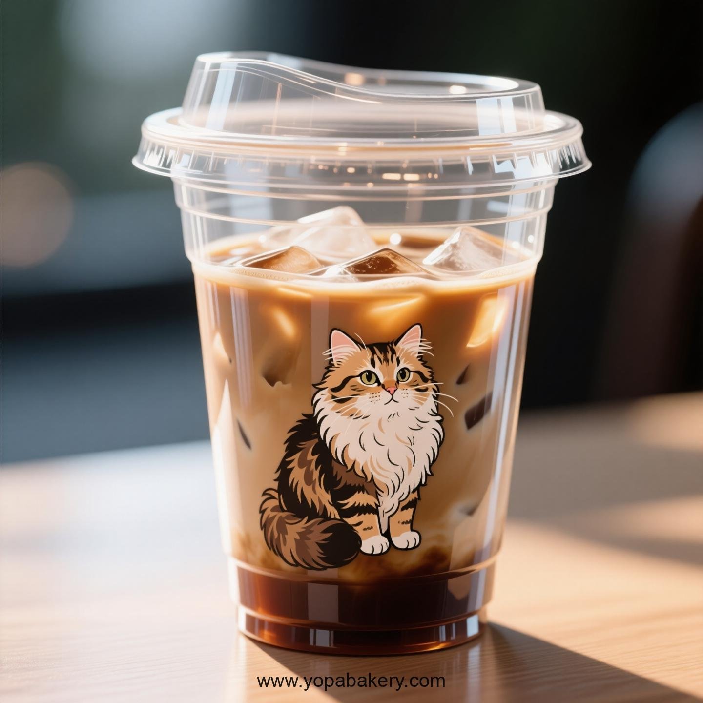 Selkirk Rex cat Themed Clear Plastic Cups - Disposable PP & PET Coffee Cups with Lids