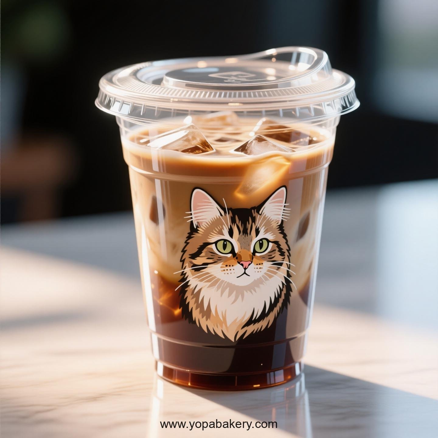 Selkirk Rex cat Themed Clear Plastic Cups - Disposable PP & PET Coffee Cups with Lids
