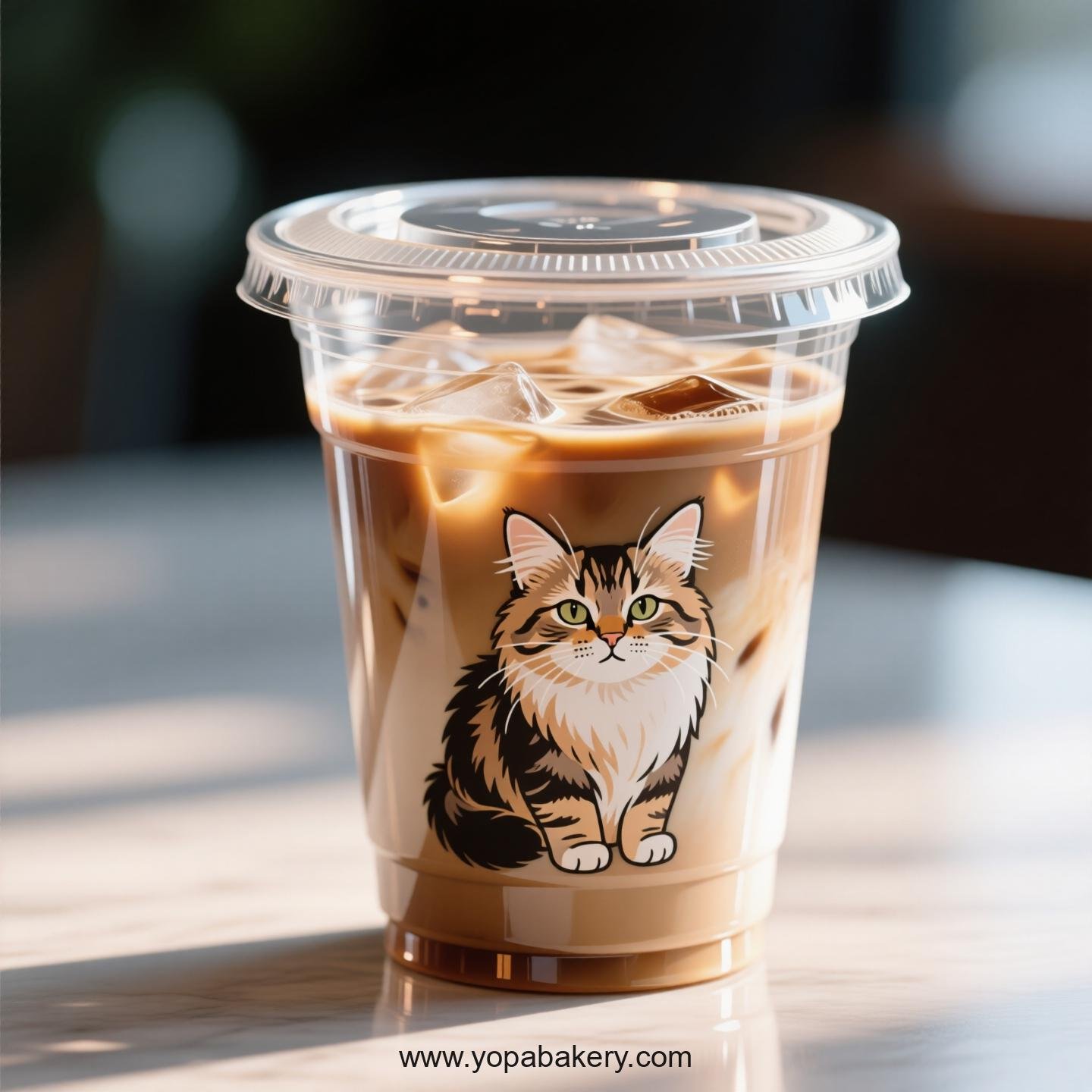 Selkirk Rex cat Themed Clear Plastic Cups - Disposable PP & PET Coffee Cups with Lids