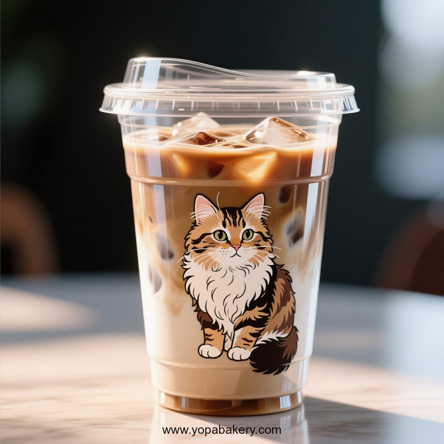 Selkirk Rex cat Themed Clear Plastic Cups - Disposable PP & PET Coffee Cups with Lids
