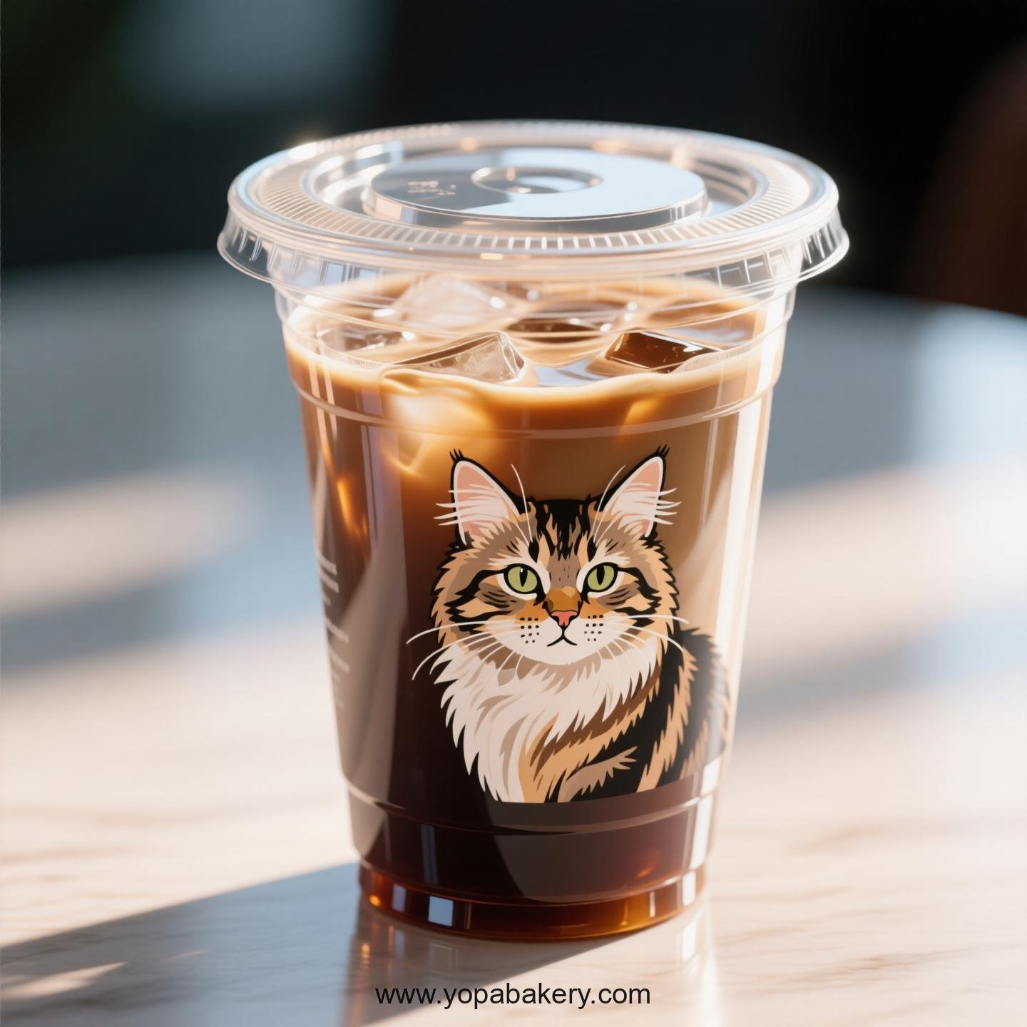 Selkirk Rex cat Themed Clear Plastic Cups - Disposable PP & PET Coffee Cups with Lids