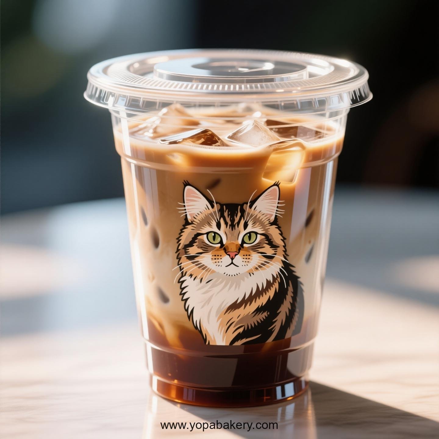 Selkirk Rex cat Themed Clear Plastic Cups - Disposable PP & PET Coffee Cups with Lids