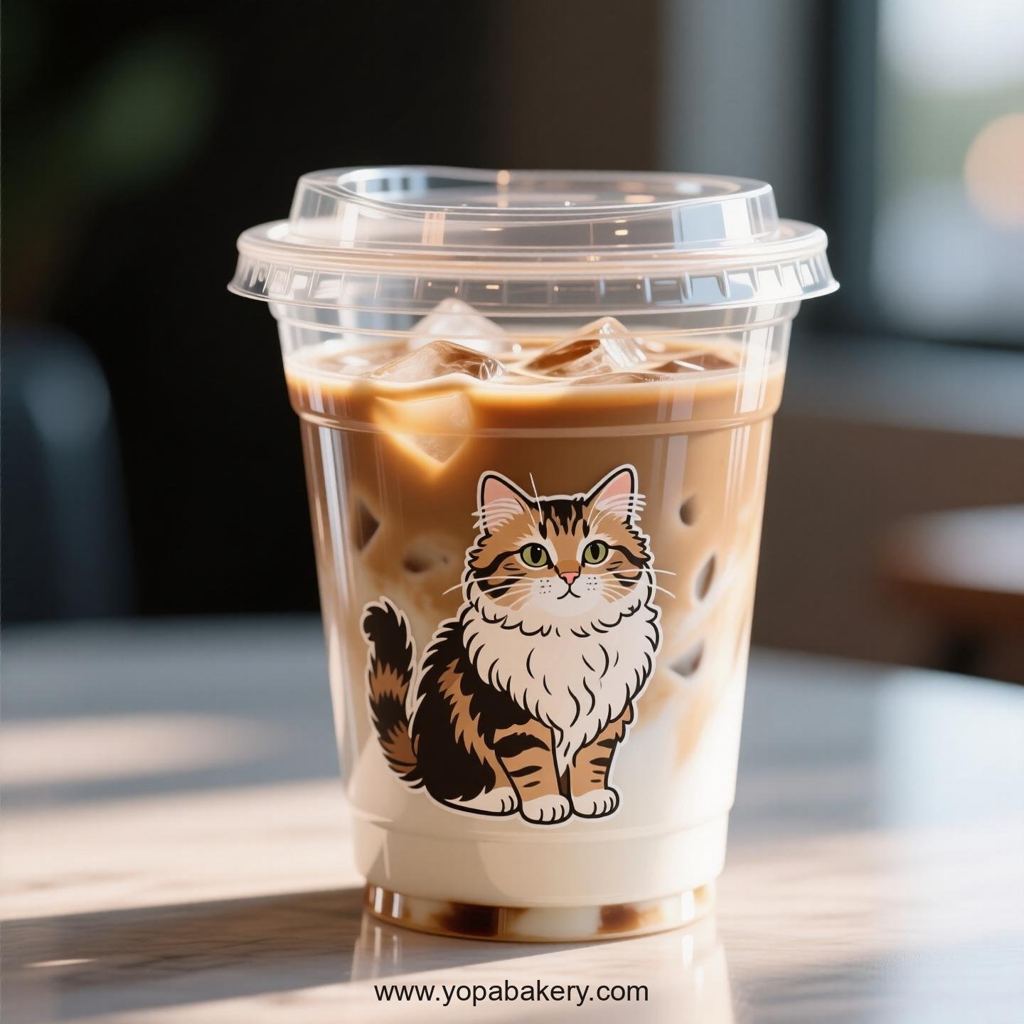 Selkirk Rex cat Themed Clear Plastic Cups - Disposable PP & PET Coffee Cups with Lids