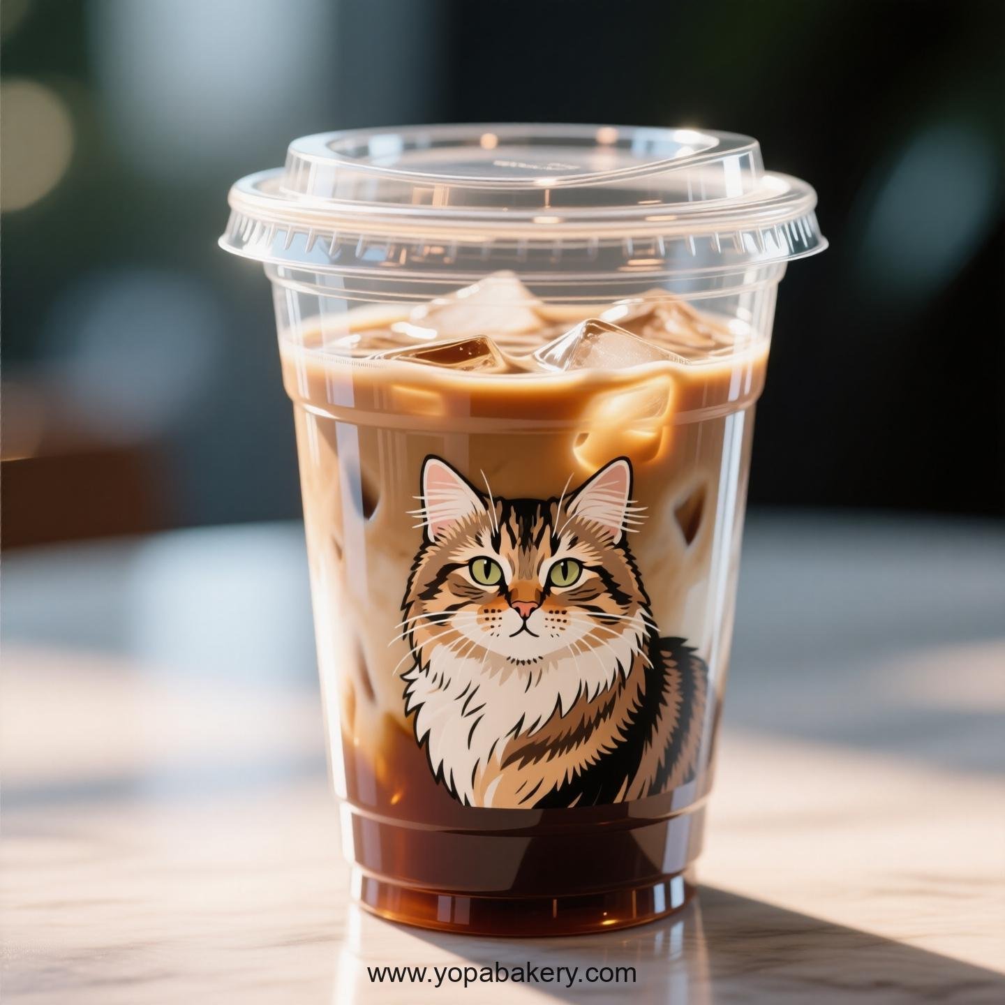 Selkirk Rex cat Themed Clear Plastic Cups - Disposable PP & PET Coffee Cups with Lids