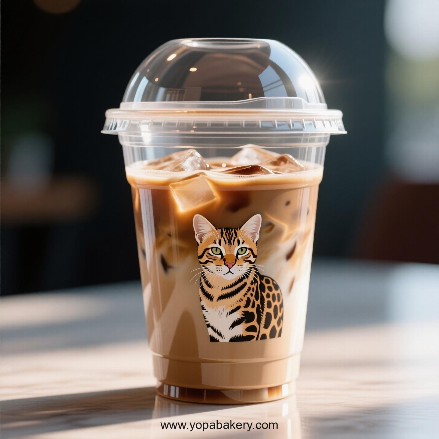 Serengeti cat Themed Clear Plastic Cups - Disposable PP & PET Coffee Cups with Lids