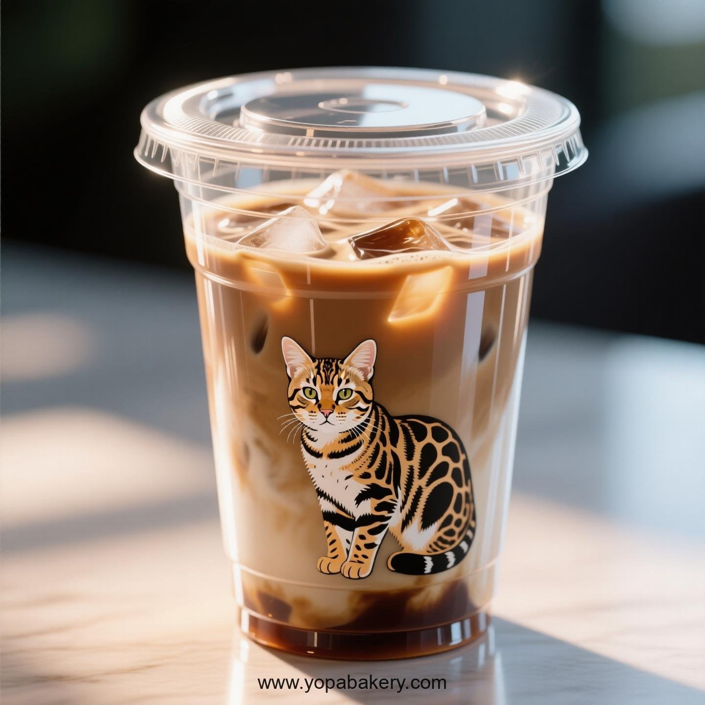 Serengeti cat Themed Clear Plastic Cups - Disposable PP & PET Coffee Cups with Lids